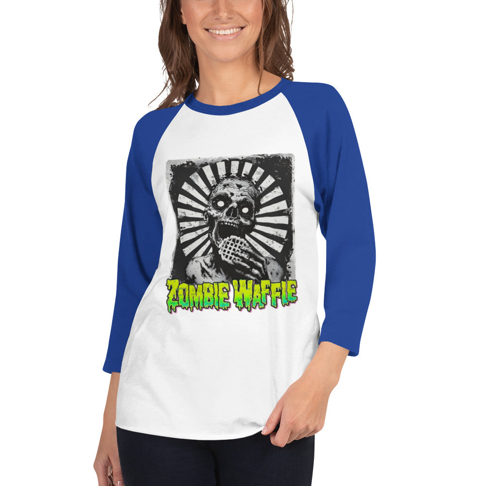 Zombie Eating a Waffle Women's Baseball Tee