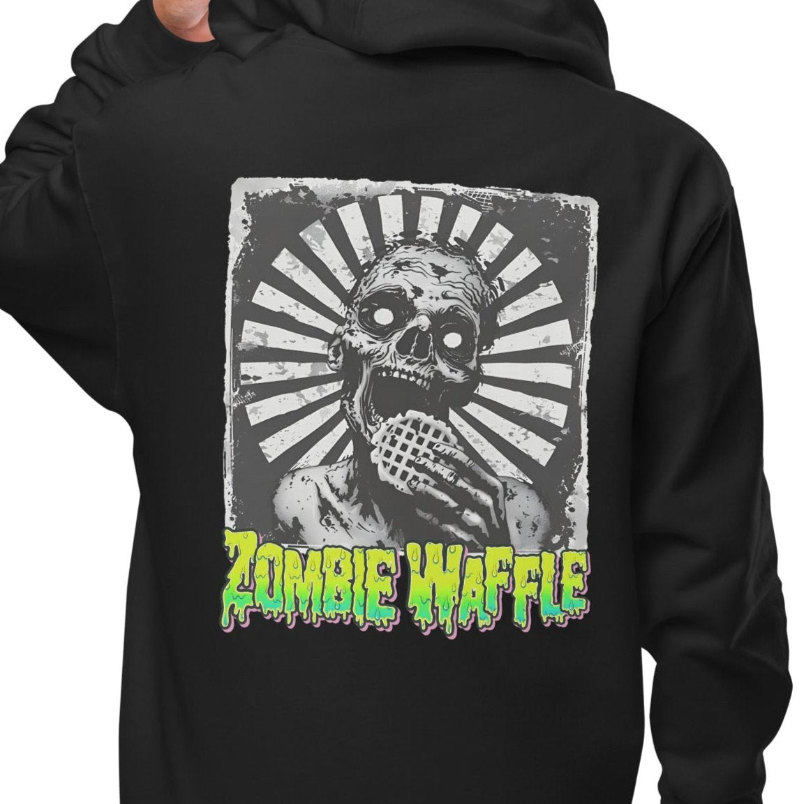 Zombie Eating a Waffle Women's Zip-Up Hoodie