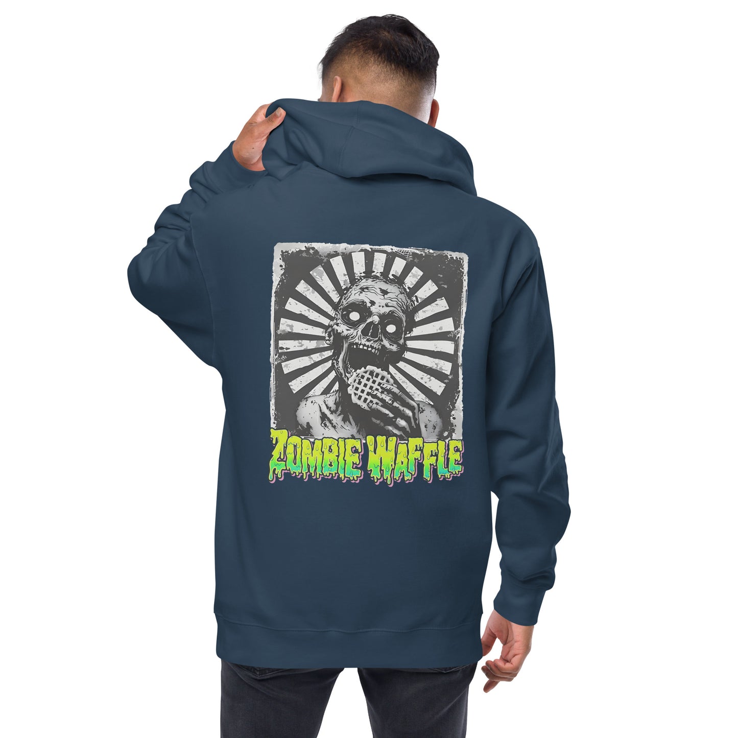 Zombie Eating a Waffle Men's Zip-Up Hoodie