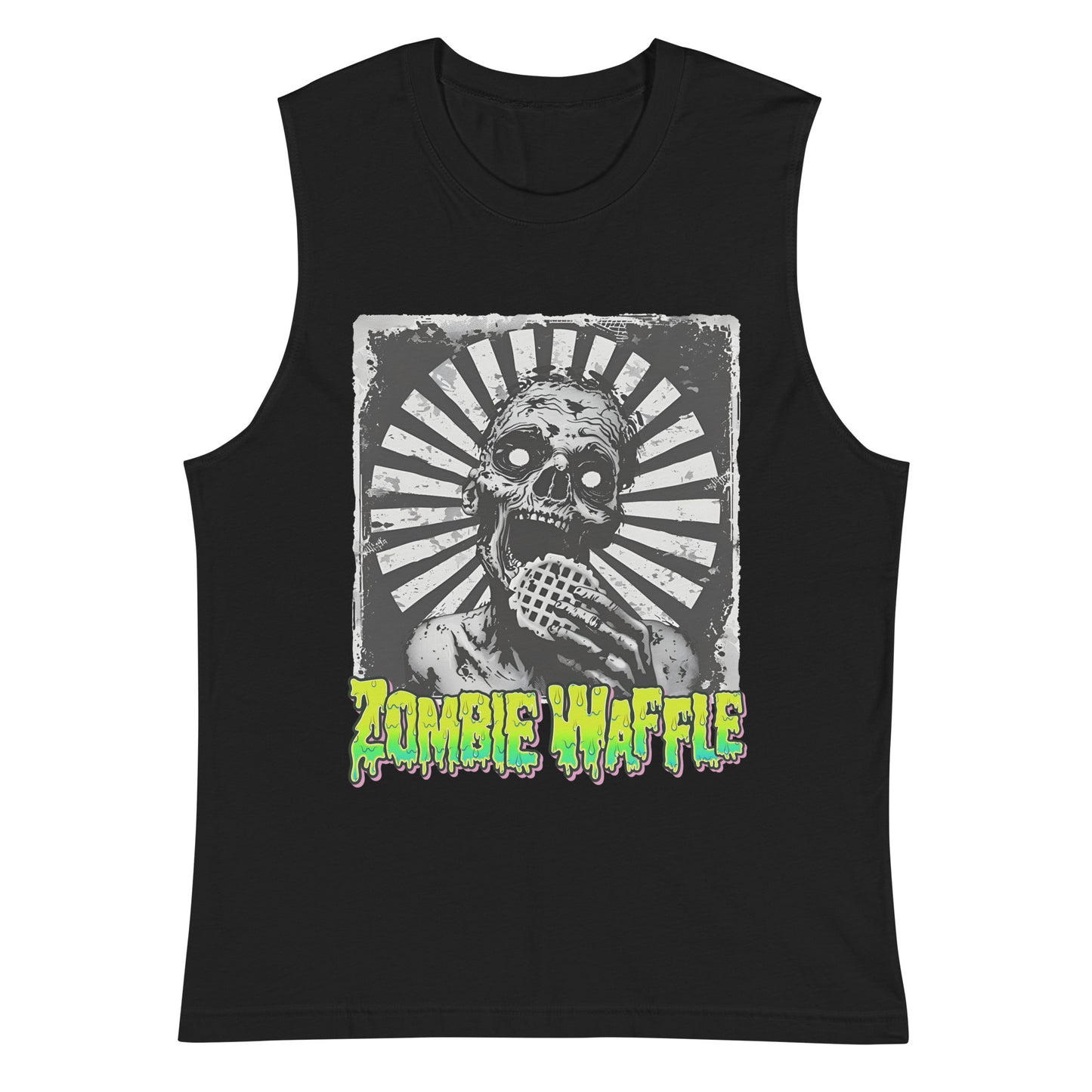 Zombie Eating a Waffle Men's Muscle Tank