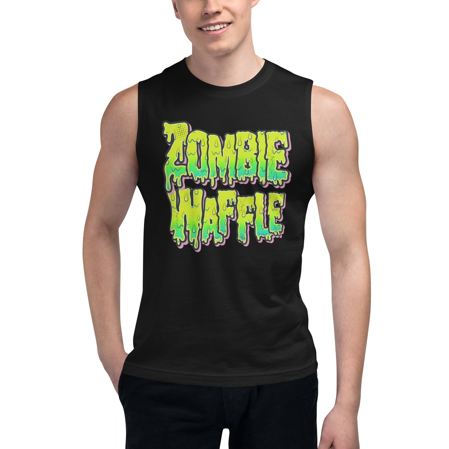 Zombie Waffle Logo Men's Muscle Tank