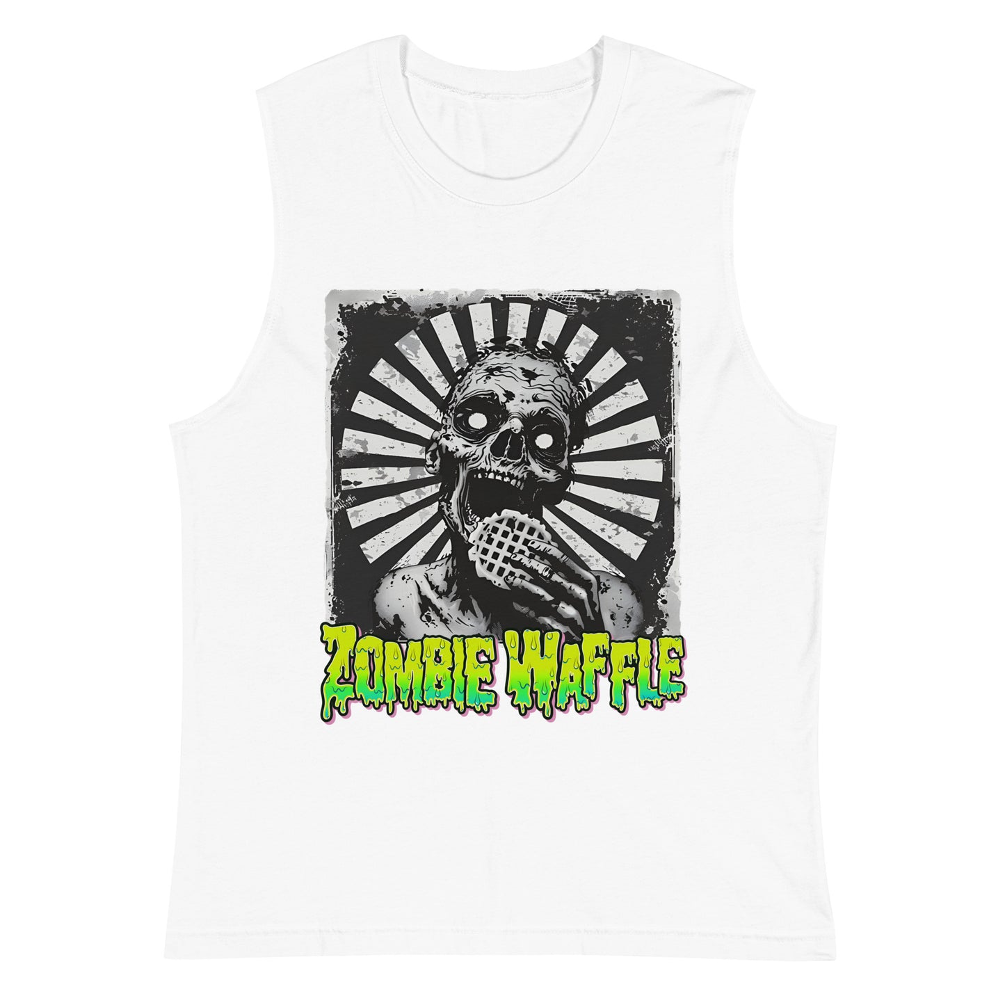 Zombie Eating a Waffle Men's Muscle Tank