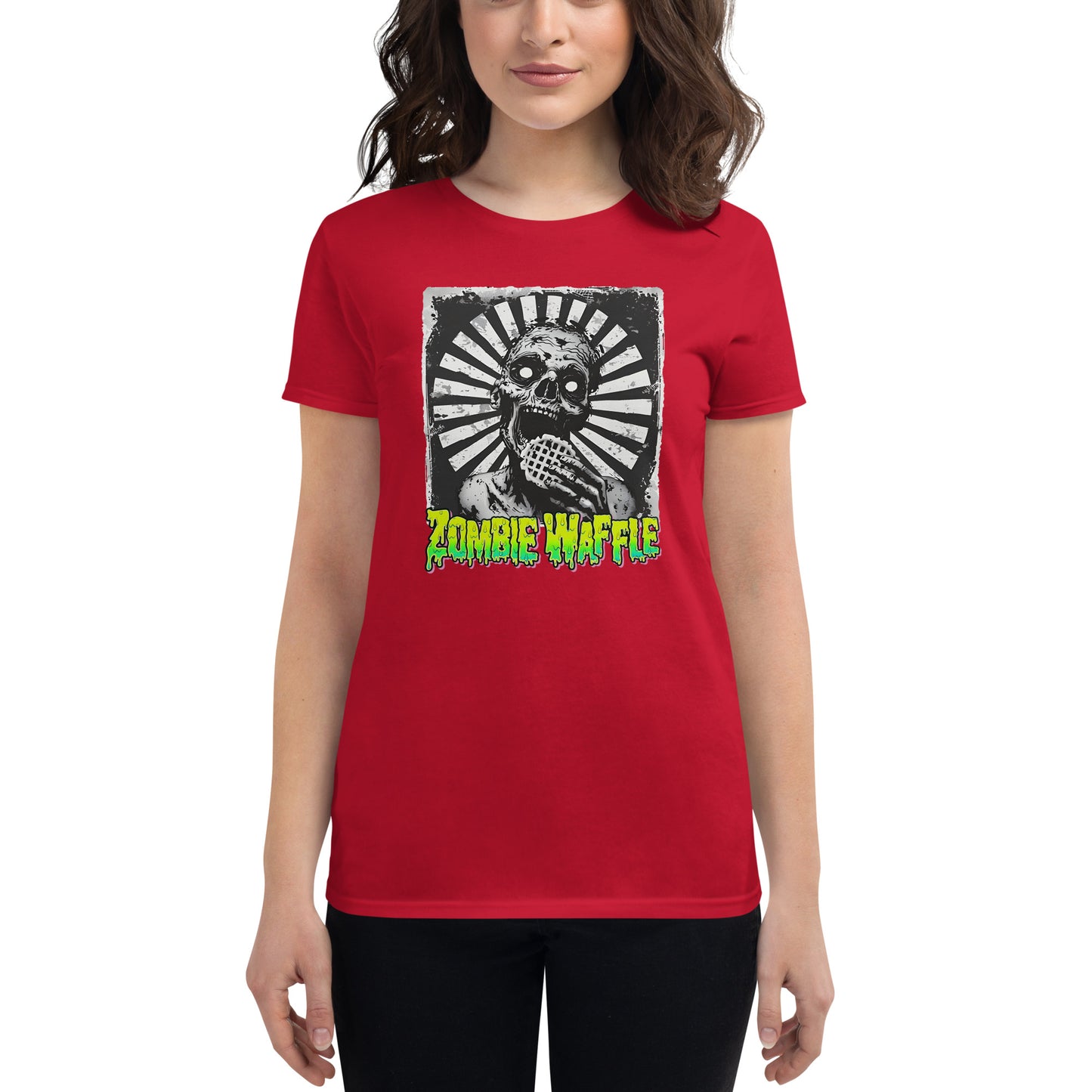 Zombie Eating a Waffle Women's Fitted Tee